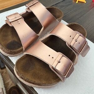 Birkenstock Gold Arizona Sandals with Cork Footbed